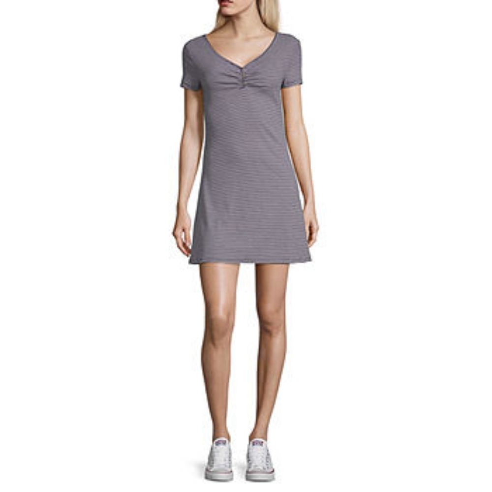 Arizona Short Sleeve Striped T-Shirt Dress - Picture 2 of 4